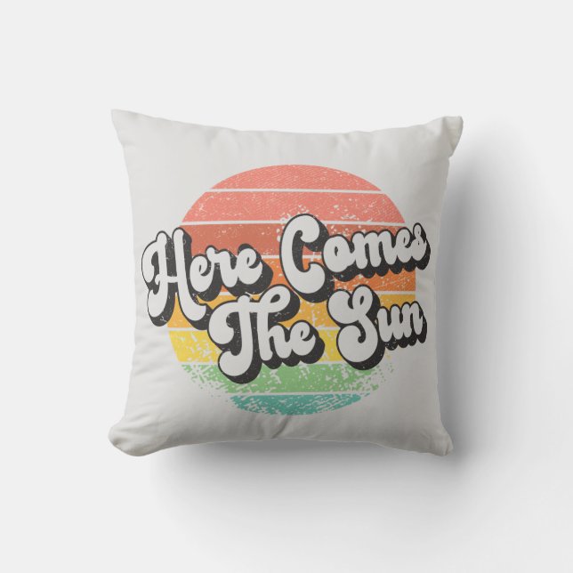 ALMOHADAS VINTAGE 1960S HERE COMES THE SUN (Anverso)