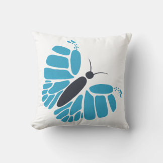 almohadas volantes de mariposa abstracta azul y ne