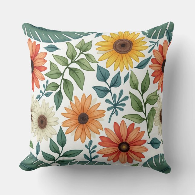 almohadilla de almohada con motivos florales de ve (Anverso)