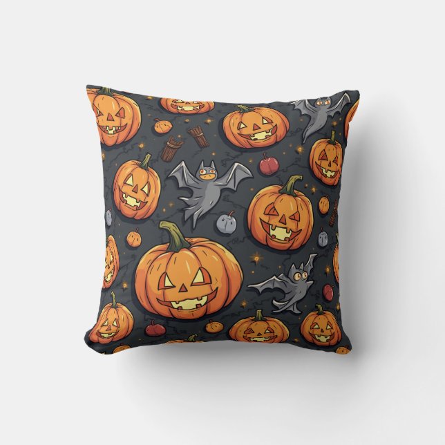 almohadilla de almohada de calabaza de Halloween (Anverso)