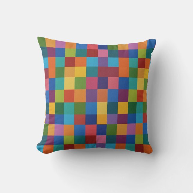 almohadilla de Cojín decorativo cuadrado arco iris (Anverso)