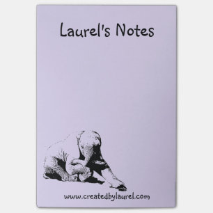 Almohadilla de nota morada con elefante bebé