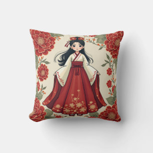 almohadón de almohada de carácter hanbok coreano t