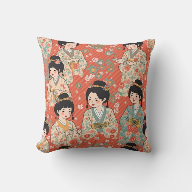almohadón de almohada de carácter hanbok coreano t (Anverso)