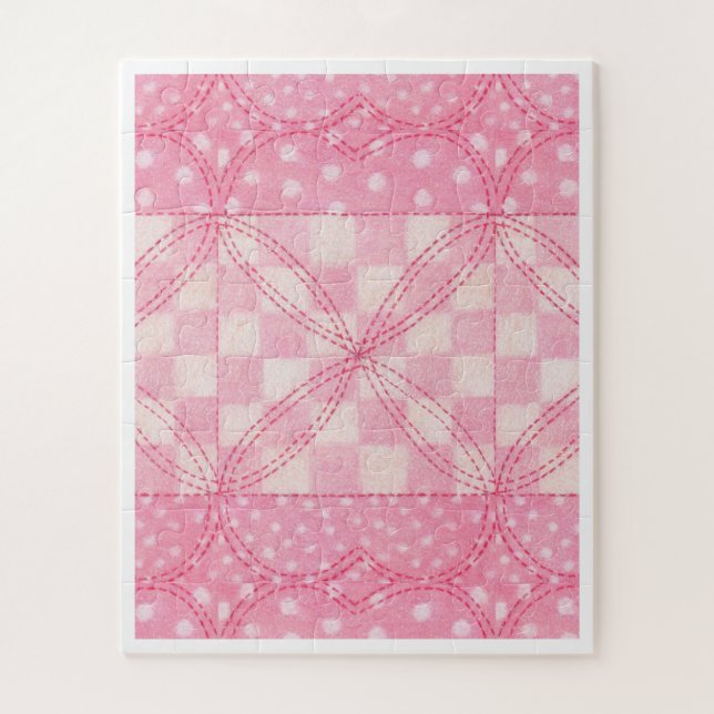 ALMOHADÓN DE CORAZÓN ROSA PUZZLE DE PIEZAS GRANDES (Vertical)