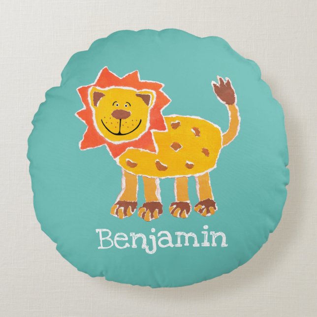 Almohín de cojín de impresión de collage de león p (Anverso)