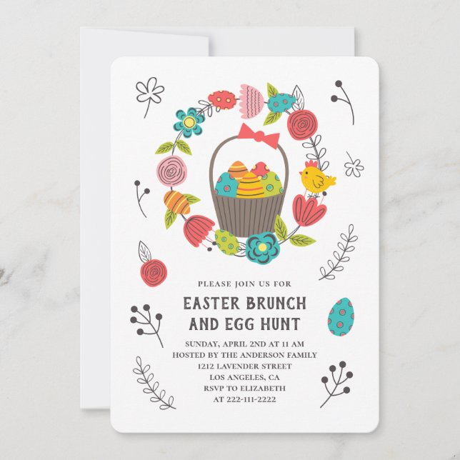 Almuerzo de Pascua. Cacería de huevos. Invitación  (Anverso)