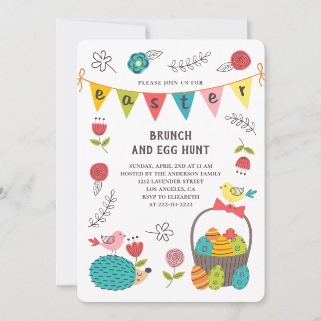 Almuerzo de Pascua. Cacería de huevos. Invitación  (Anverso)