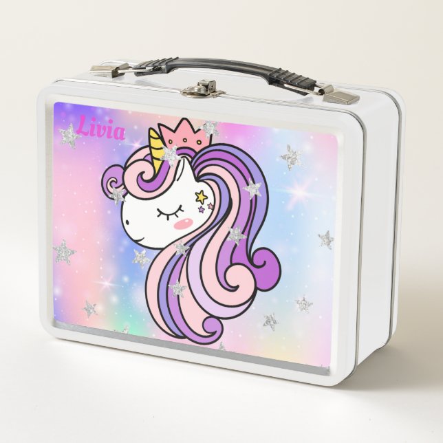 Almuerzo metalizado personalizado de Unicornio (Anverso)