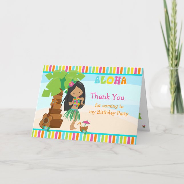 Aloha African American Chica Tarjeta de agradecimi (Anverso)