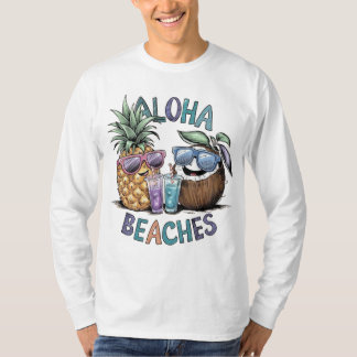 Aloha Beaches Camiseta de Manga Larga Básica para 