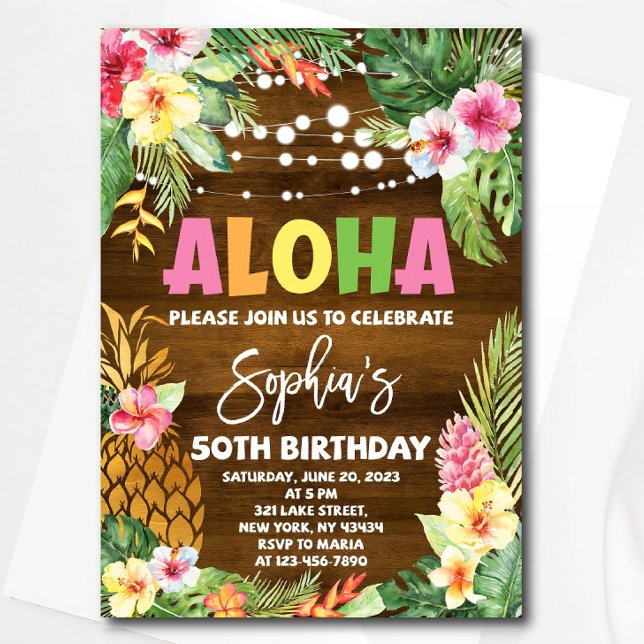 Aloha Birthday Invitación a la celebración de un c (Subido por el creador)