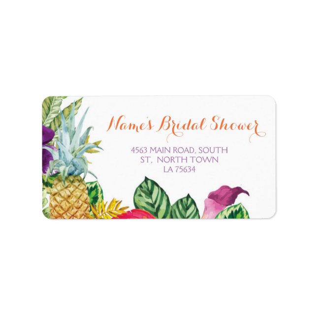Aloha Bridal Shower Address Labels Pegatinas de Lu (Frente)
