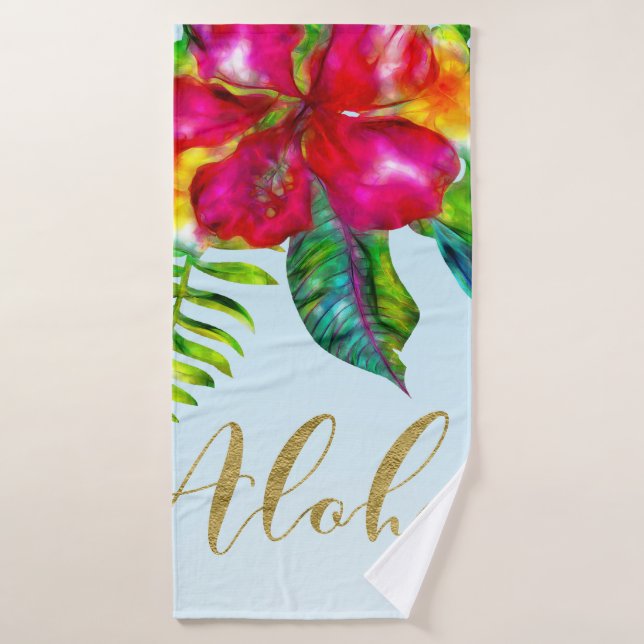Aloha Bright Electric Pop Tropical Floral (Toalla de baño)