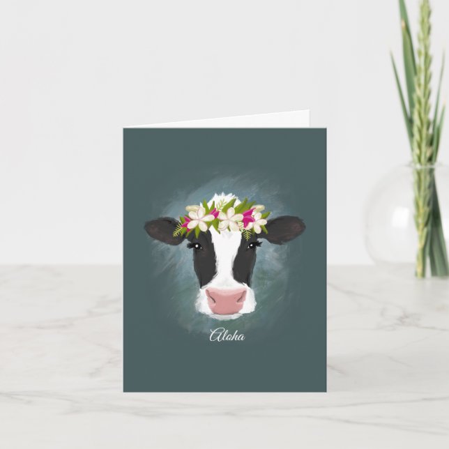 Aloha Cow - Tarjeta de Nota del Personalizado (Anverso)