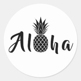 ¡Aloha de piña negra tropical! pegatina redonda