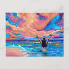 Aloha del amanecer hawaiano o tarjeta Mahalo