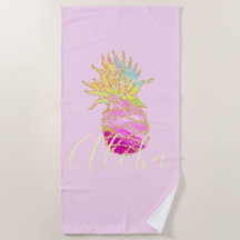 Aloha | Elegante toalla de playa tropical de piña
