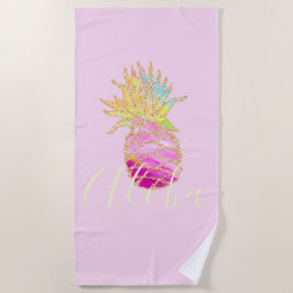 Aloha | Elegante toalla de playa tropical de piña