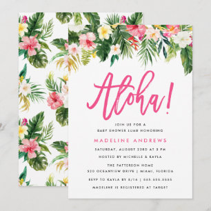 Aloha Floral   Invitación tropical a Baby Shower