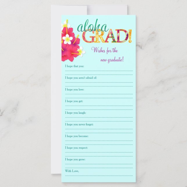 Aloha Grad Hawaiian Luau - Desea una nota de memor (Anverso)