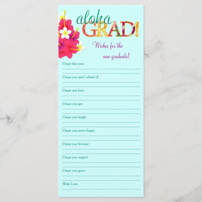 Aloha Grad Hawaiian Luau - Desea una nota de memor (Anverso)