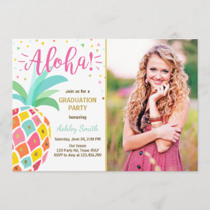 Aloha Graduation Party Invitación a piña hawaii