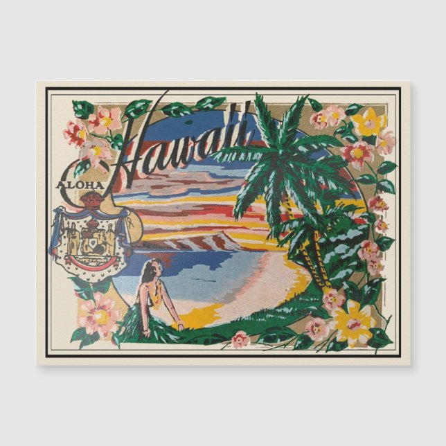 Aloha Hawaii Vintage Travel Magnet (Anverso)