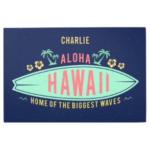 Aloha Hawaiian Surfer nombre personalizado arte mu