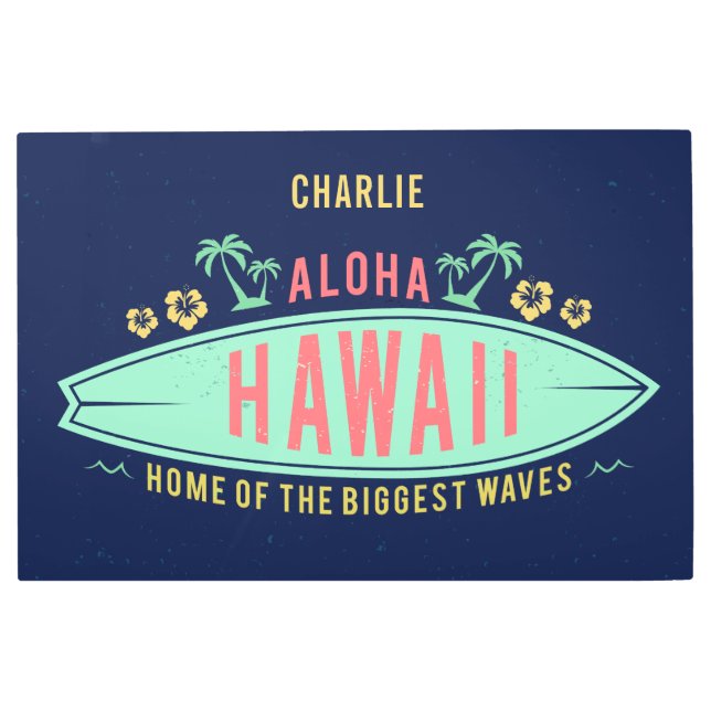 Aloha Hawaiian Surfer nombre personalizado arte mu (Anverso)