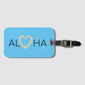 Aloha Heart Plumeria Etiqueta del equipaje