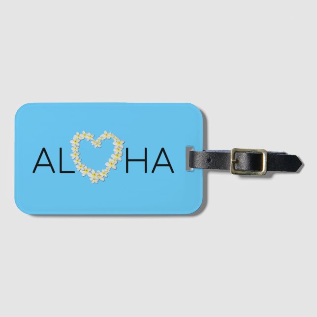 Aloha Heart Plumeria Etiqueta del equipaje (Anverso horizontal)