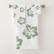 Aloha hibiscus floral patrón blanco y verde salado