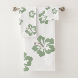 Aloha hibiscus floral patrón blanco y verde salado