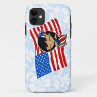 Aloha Honeys Bandera USA Hula Chica iPhone 5 Funda