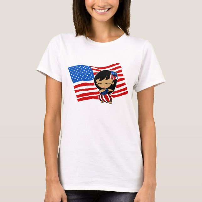 Aloha Honeys camisetas de la bandera estadounidens (Anverso)