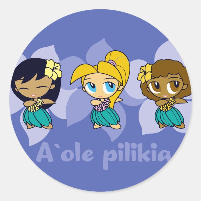 "Aloha Honeys" chicas hula pegatinas en peri (Anverso)