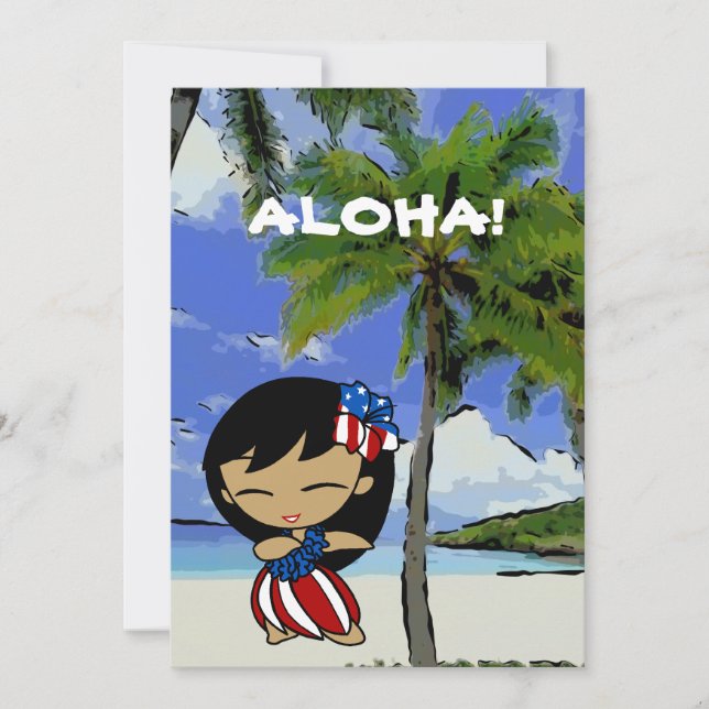 Aloha Honeys Hawaiian Beach Patriotic Invitaciones (Anverso)