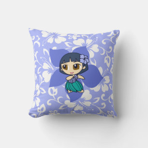 Aloha Honeys Hula Chica almohadas cuadradas revers