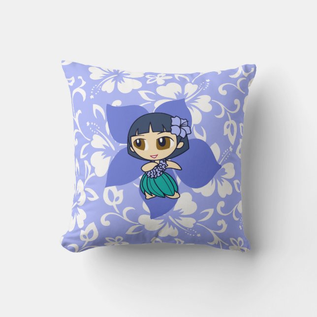 Aloha Honeys Hula Chica almohadas cuadradas revers (Anverso)