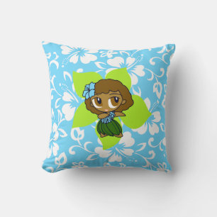 Aloha Honeys Hula Chica almohadas cuadradas revers