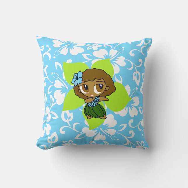 Aloha Honeys Hula Chica almohadas cuadradas revers (Anverso)