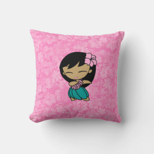 Aloha Honeys Hula Chica almohadas cuadradas revers