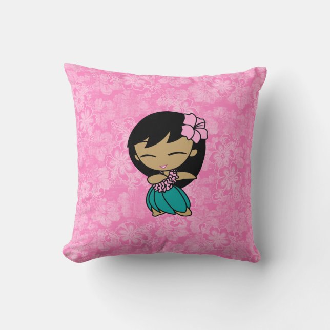 Aloha Honeys Hula Chica almohadas cuadradas revers (Anverso)