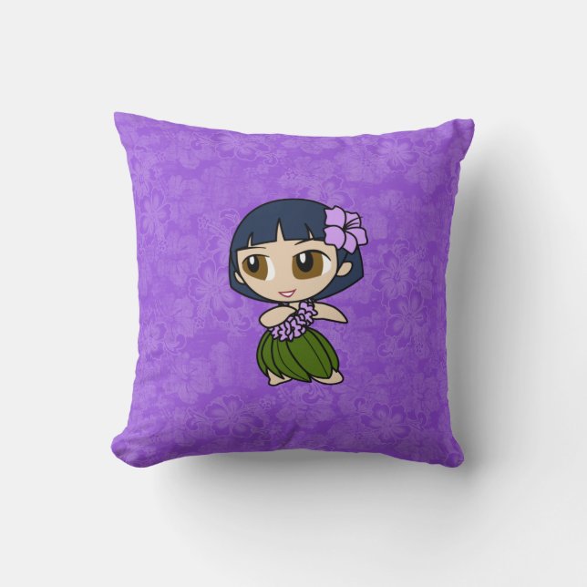 Aloha Honeys Hula Chica almohadas cuadradas revers (Anverso)