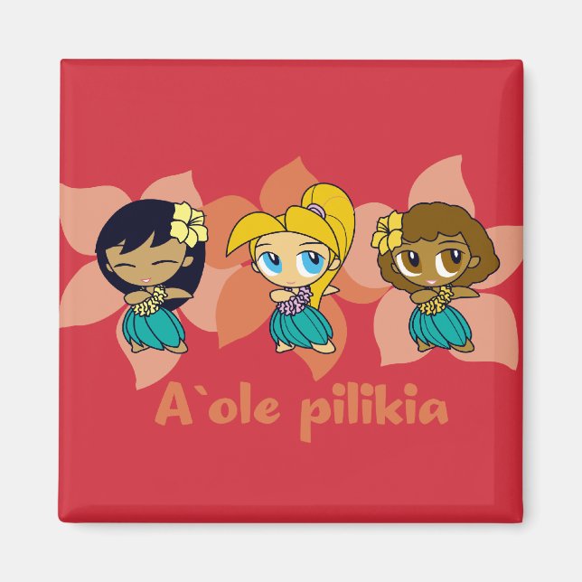 "Aloha Honeys" imán de chicas hula en rojo (Frente)