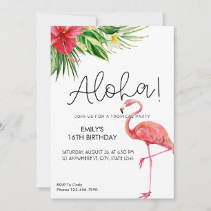 ¡Aloha! Invitación a la fiesta tropical del flamen