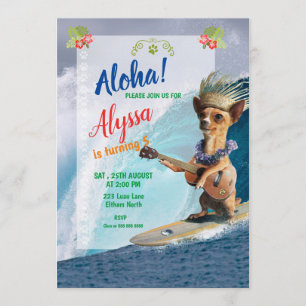 ¡Aloha! Invitación de cumpleaños de perro de Hawái