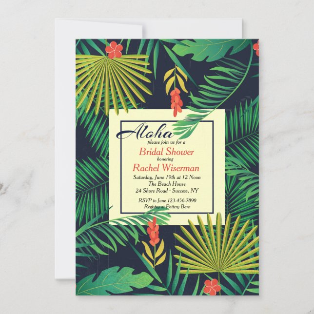 Aloha Invitación ducha tropical de novias (Anverso)