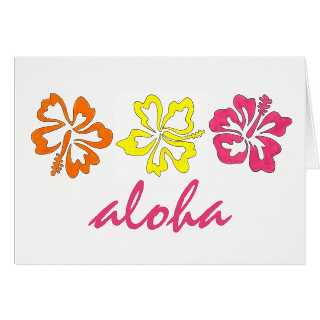 ALOHA Isla Tropical Hawaiana Flores Hibiscus (Anverso (Horizontal))